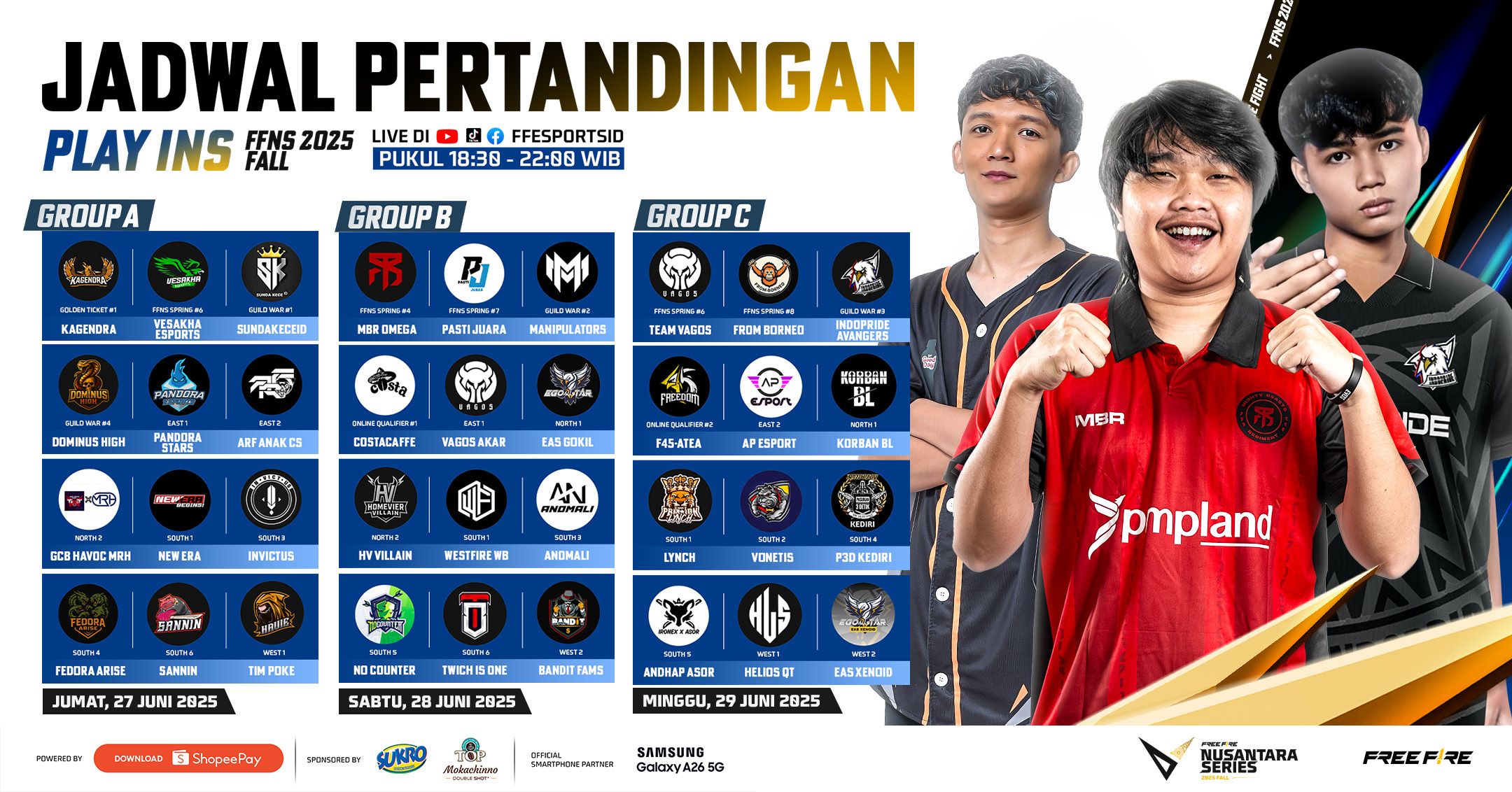Jadwal Pertandingan Play-ins FFNS Fall 2025. (Garena)