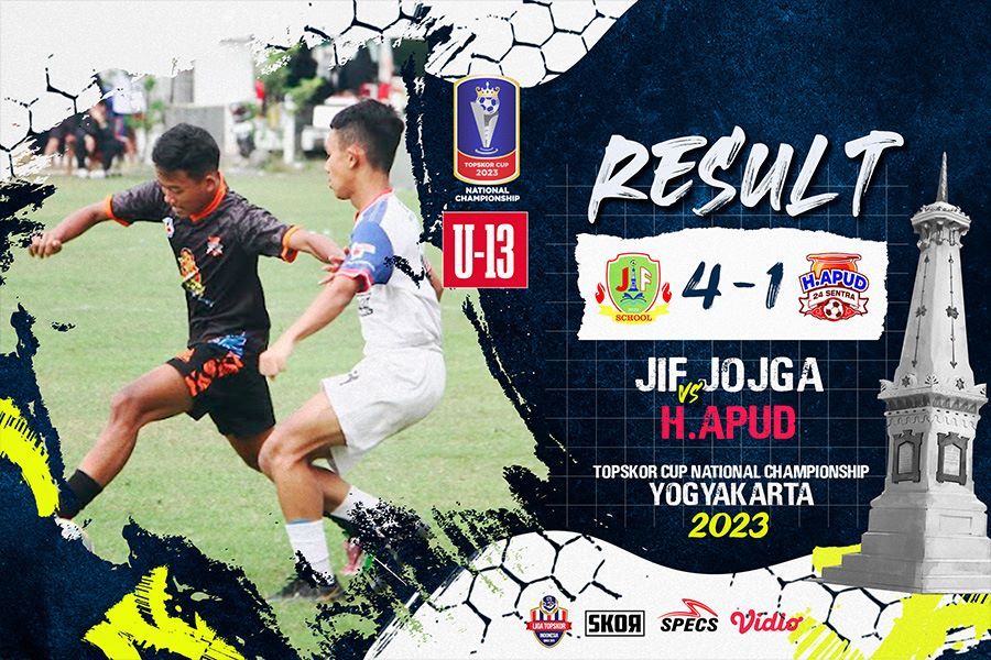 JIF Jogja berhasil mengalahkan H. Apud dengan skor 4-1 pada laga fase grup B di TCNC U-13 2023. (Rahmat Ari Hidayat/Skor.id)