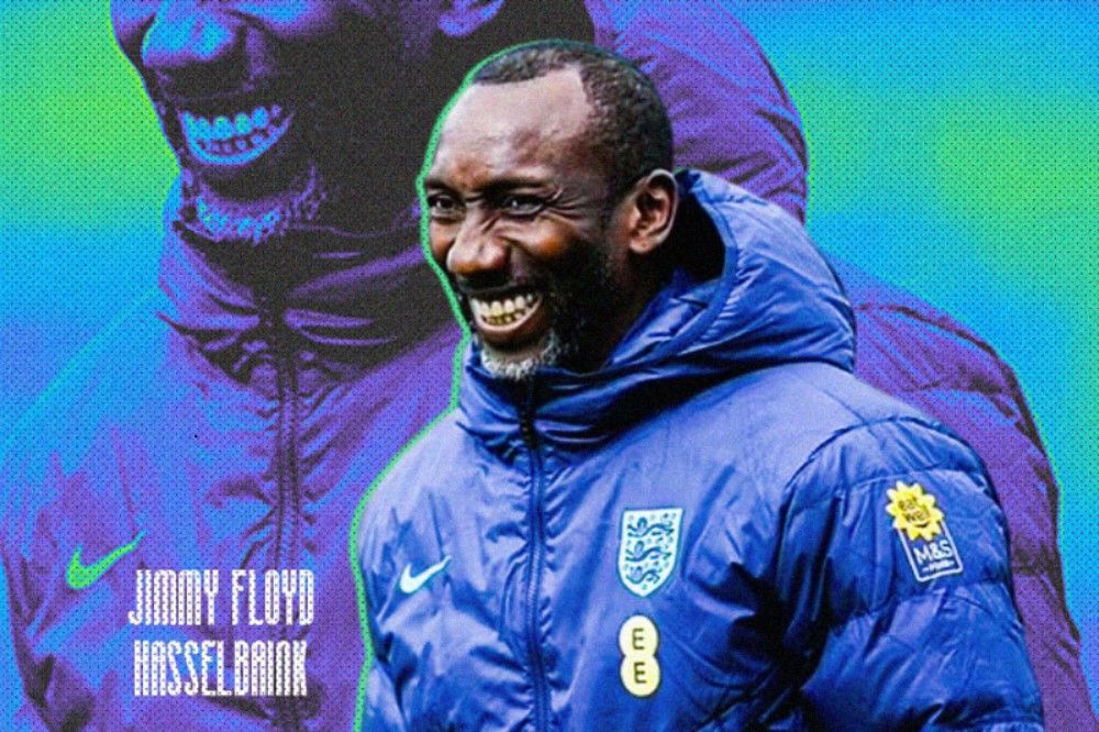 Mantan striker Timnas Belanda Jimmy Floyd Hasselbaink masuk menjadi staf pelatih Timnas Inggris sejak Maret 2023. (Hendy AS/Skor.id)