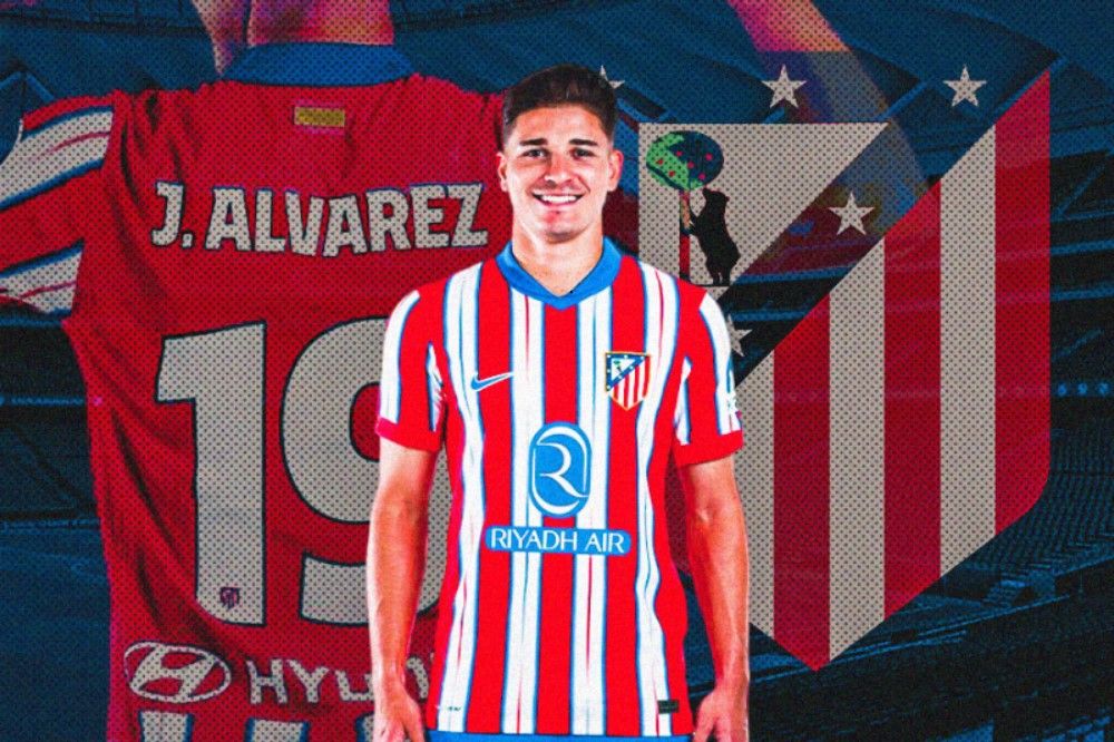 Julian Alvarez resmi sebagai pemain Atletico Madrid. (Hendy Andika/Skor.id).