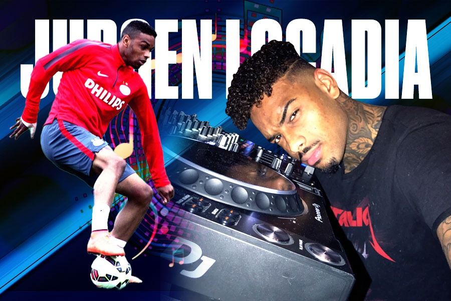 Mantan penyerang PSV yang kini turun di Liga Super Cina, Jurgen Locadia, makin eksis sebagai disjoki. (M. Yusuf/Skor.id)	
