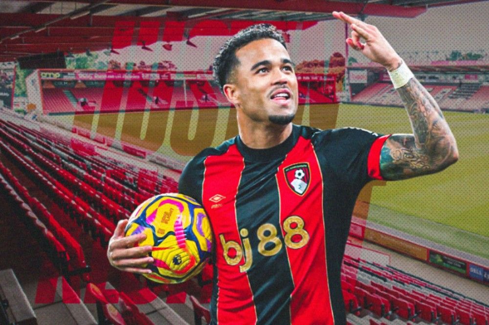 Bintang Bournemouth, Justin Kluivert, mencatat rekor penalti dalam satu laga Liga Inggris. (Hendy Andika/Skor.id).