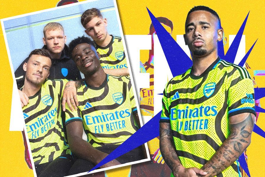 Kaus tandang Arsenal 2023-2024. (M. Yusuf/Skor.id)