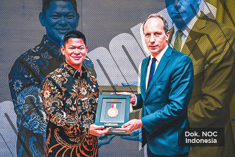 Ketua Umum NOC Indonesia Raja Sapta Oktohari dan Duta Besar Prancis untuk Indonesia