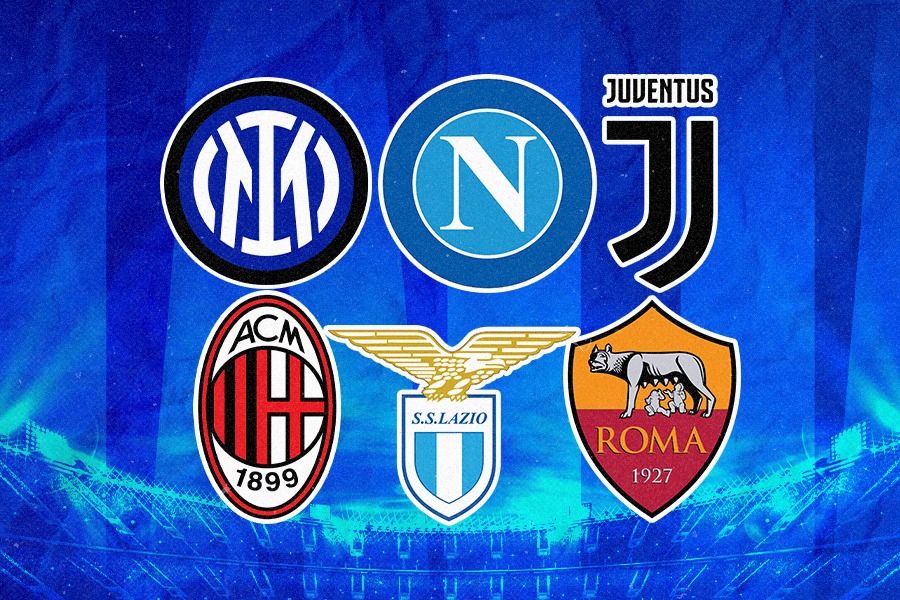 6 Klub Italia dengan value pemain cadangan tertinggi, Inter Milan, Napoli, Juventus, AC Milan, Lazio, dan AS Roma. (Dede Mauladi/Skor.id).