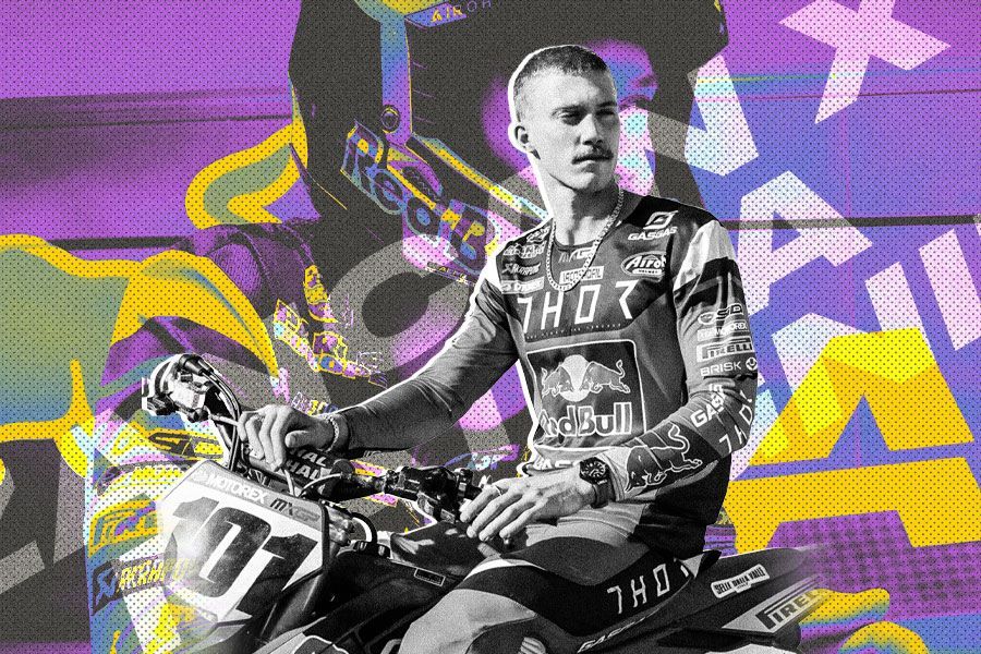 Zancan menjadikan motocross dan kroser Mattia Guadagnini sebagai inspirasi koleksi terbarunya. (Hendy AS/Skor.id)