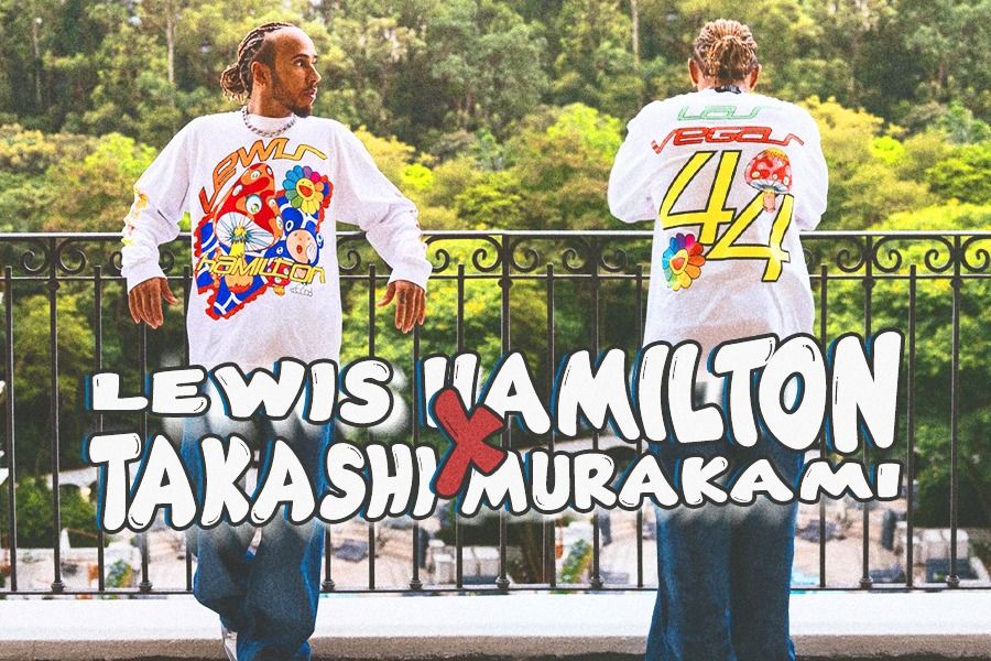 Koleksi terbaru Lewis Hamilton x Takashi Murakami untuk merek fesyen +44 bakal dirilis. (Rahmat Ari Hidayat/Skor.id)