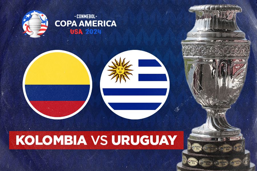 Laga Kolombia vs Uruguay di semifinal Copa America 2024. (Jovi Arnanda/Skor.id).