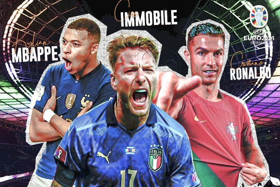 Kylian Mbappe (Prancis), Ciro Immobile (Italia), dan Cristiano Ronaldo (Portugal) akan memegang penting terkait nasib masing-masing negaranya di kualifikasi Piala Eropa 2024. (Rahmat Ari Hidayat/Skor.id)