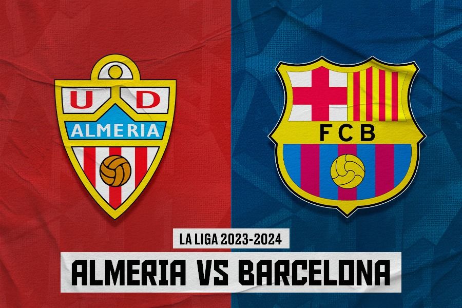 Pertandingan Almeria vs Barcelona di La Liga 2023-2024. (Dede Sopatal Mauladi/Skor.id).