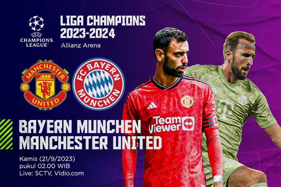 Pertandingan Grup A Liga Champions 2023-2024 mempertemukan Bayern Munchen vs Manchester United, Kamis (21/9/2023) dini hari WIB. (Dede Mauladi/Skor.id).