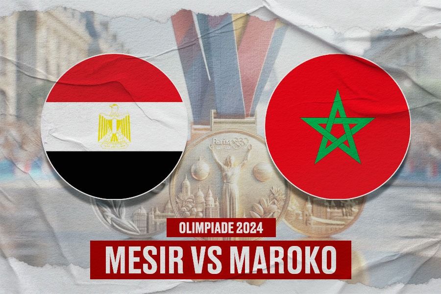 Perebutan tempat ketiga sepak bola putra Olimpiade Paris 2024 antara Mesir vs Maroko. (Yusuf/Skor.id).