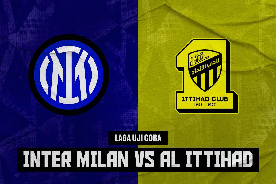 Laga uji coba pramusim antara Inter Milan vs Al Ittihad. (Jovi Arnanda/Skor.id).