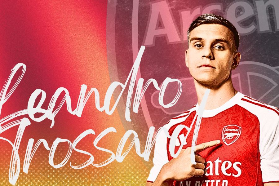 Pemain Arsenal, Leandro Trossard. (Grafis: Deni Sulaeman/.Skor.id).