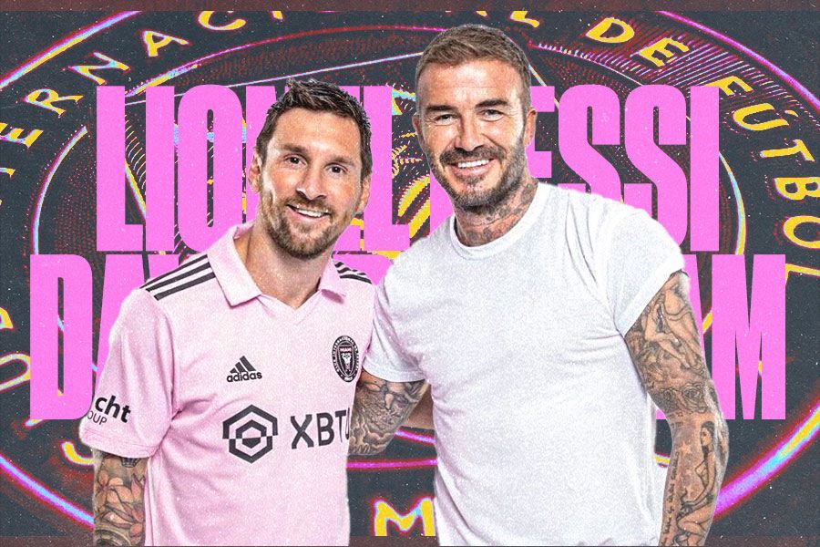 Lionel Messi bersama David Beckham. (M. Yusuf/Skor.id).