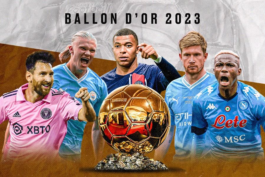 Kandidat peraih Ballon d'Or 2023, Lionel Messi, Erling Haaland, Kylian Mbappe, Kevin De Bruyne, hingga Victor Osimhen. (Dede Sopatal Mauladi/Skor.id).