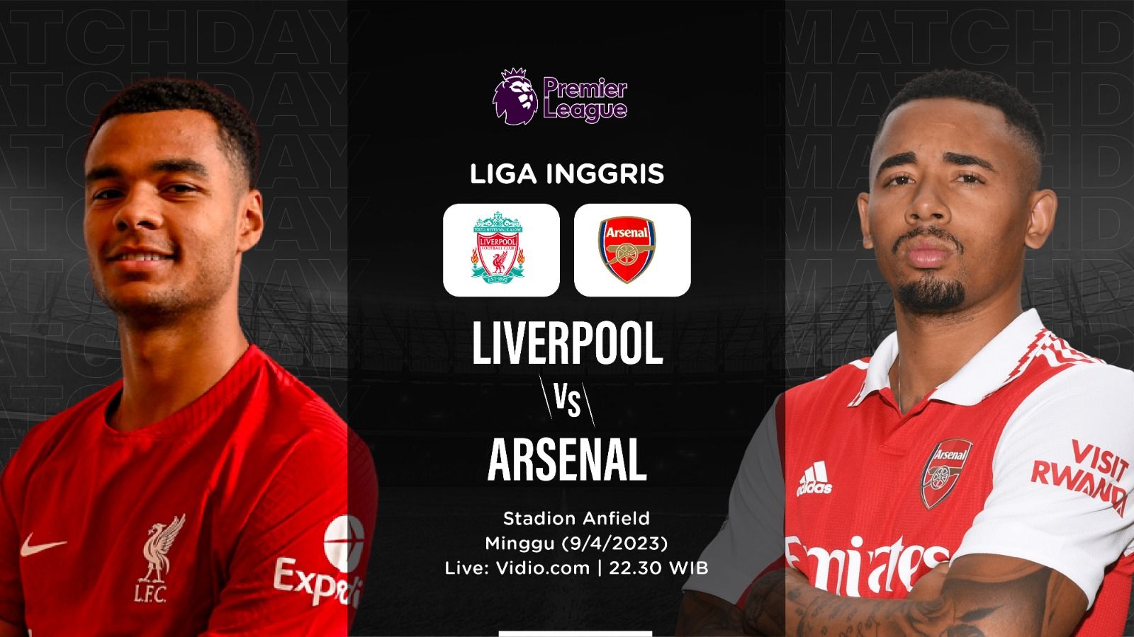Liverpool vs Arsenal, Cody Gakpo vs Gabriel Jesus (Deni Sulaeman/Skor.id).