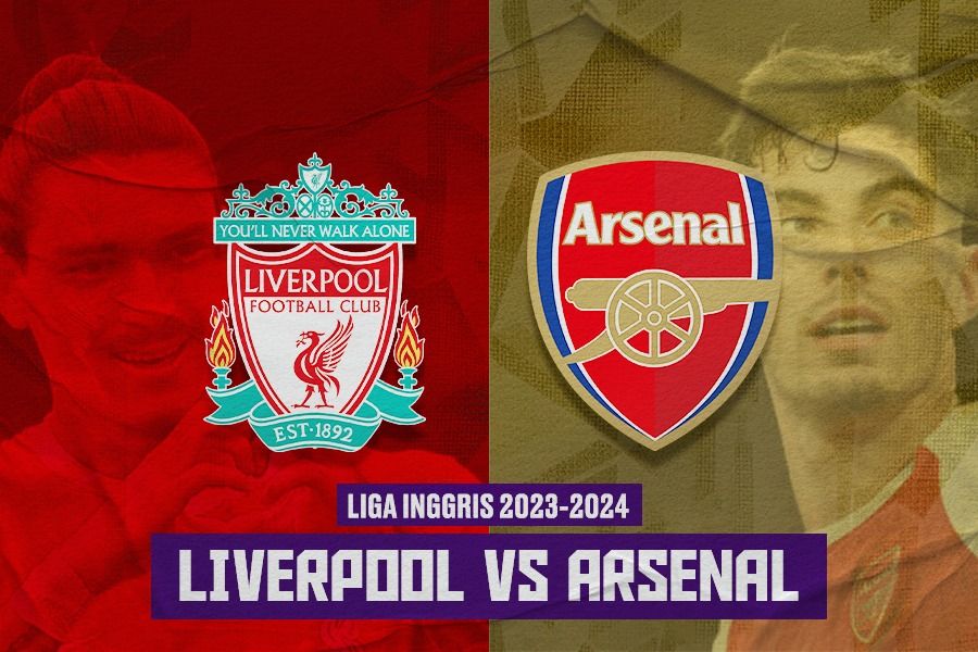 Prediksi dan link live streaming Liverpool vs Arsenal di Liga Inggris 2023-2024. (Dede Sopatal Mauladi/Skor.id).