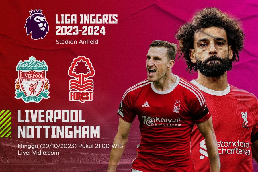 Pertandingan Liga Inggris 2023-2024 mempertemukan Liverpool vs Nottingham Forest. (Yusuf/Skor.id).