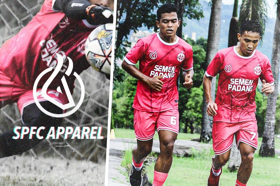 Logo dan jersey SPFC Apparel, seragam perang baru untuk Semen Padang FC di Liga 2 2023-2024. Joevi Arnanda - Skor.id