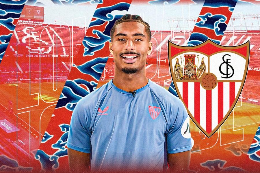 Bintang Sevilla, Loic Bade. (Dok. La Liga/Grafis: Dede Sopatal Mauladi/Skor.id).