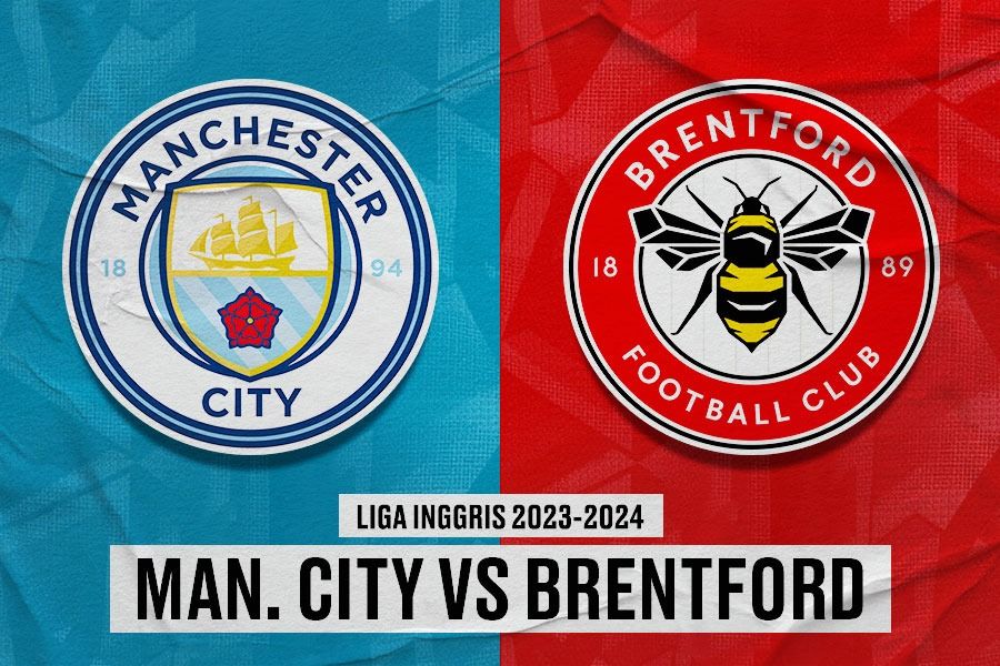 Pertandingan Manchester City vs Brentford di Liga Inggris 2023-2024. (Yusuf/Skor.id).