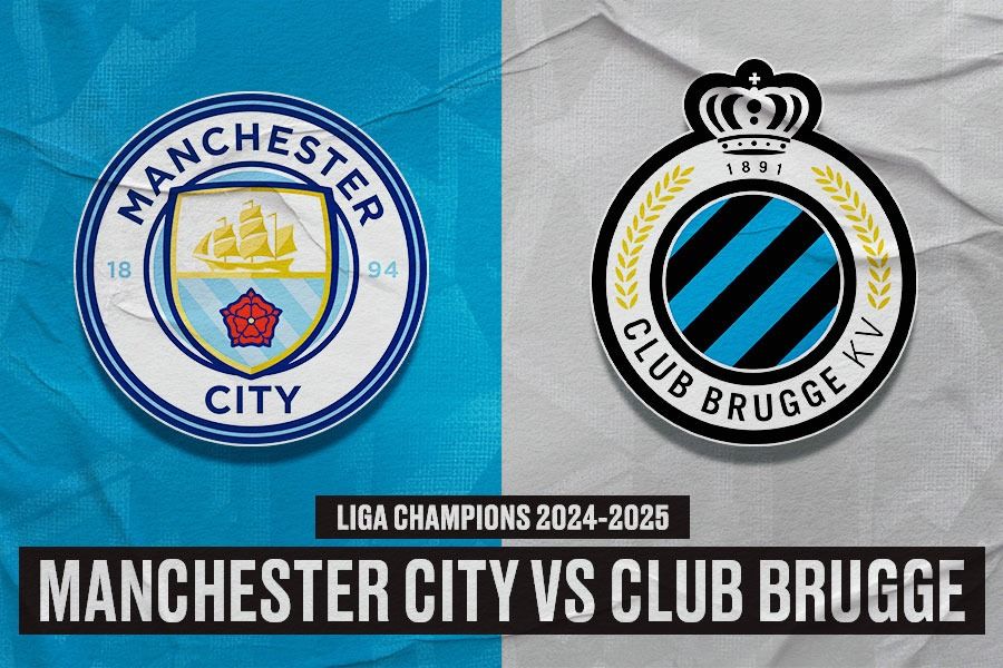 Laga Manchester City vs Club Brugge di Liga Champions 2024-2025. (Yusuf/Skor.id).