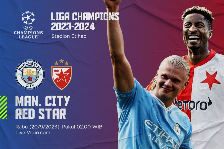 Erling Haaland akan memulai perburuan golnya di Liga Champions saat Manchester City menjamu Red Star. (Jovi Arnanda/Skor.id).