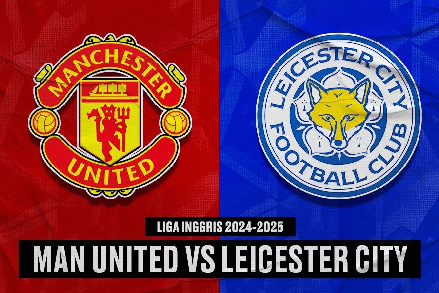 Manchester United vs Leicester City di Liga Inggris 2024-2025. (Yusuf/Skor.id).