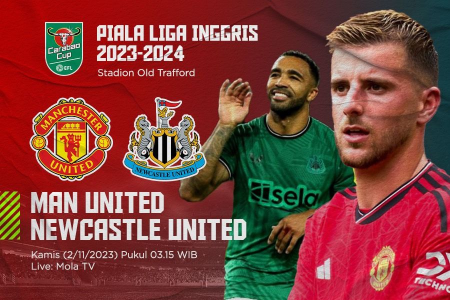 Pertandingan Manchester United vs Newcastle United akan terjadid di Piala Liga Inggris 2023-2024. (Yusuf/Skor.id)