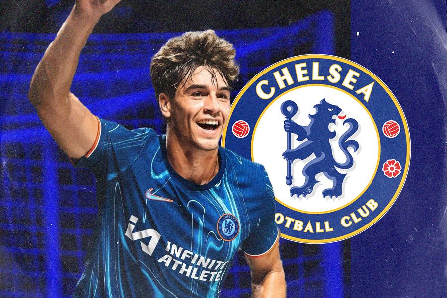 Bintang muda Chelsea, Marc Guiu. (Jovi Arnanda/Skor.id)