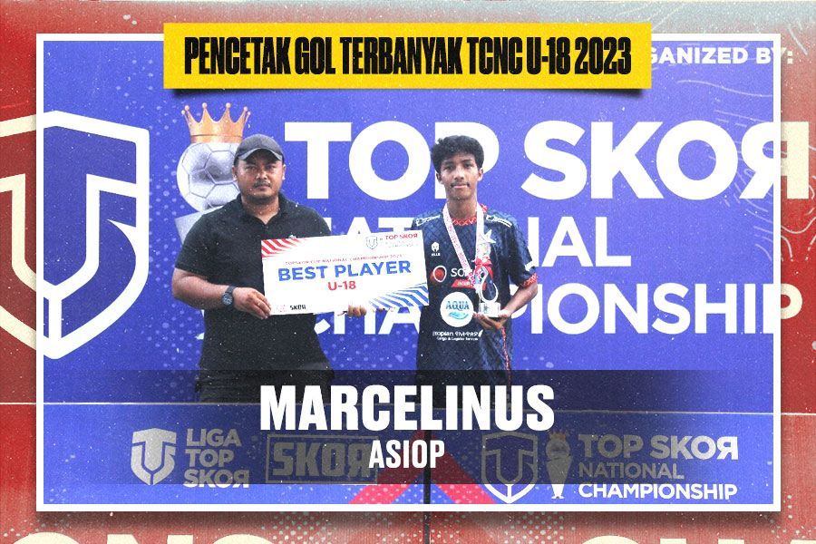 Penyerang ASIOP, Marcelinus terpilih sebagai pemain terbaik di TCNC U-18 2023. (Yusuf/Skor.id)