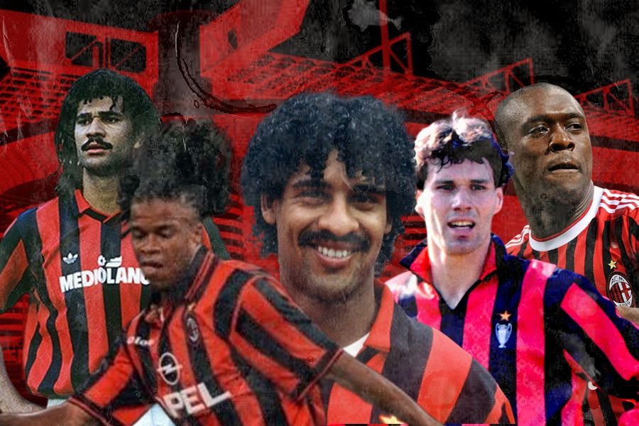 Legenda Belanda yang membela AC Milan, Ruud Gullit, Edgar Davids, Frank Rijkaard, Marco van Basten, dan Clarence Seedorf. (Zulhar Kurniawan/Skor.id)