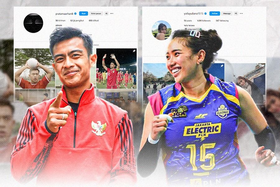 Atlet top Indonesia sekelas Pratama Arhan dan Yolla Yuliana tidak aneh jika memiliki jutaan pengikut di media sosial. (Dede Mauladi/Skor.id)