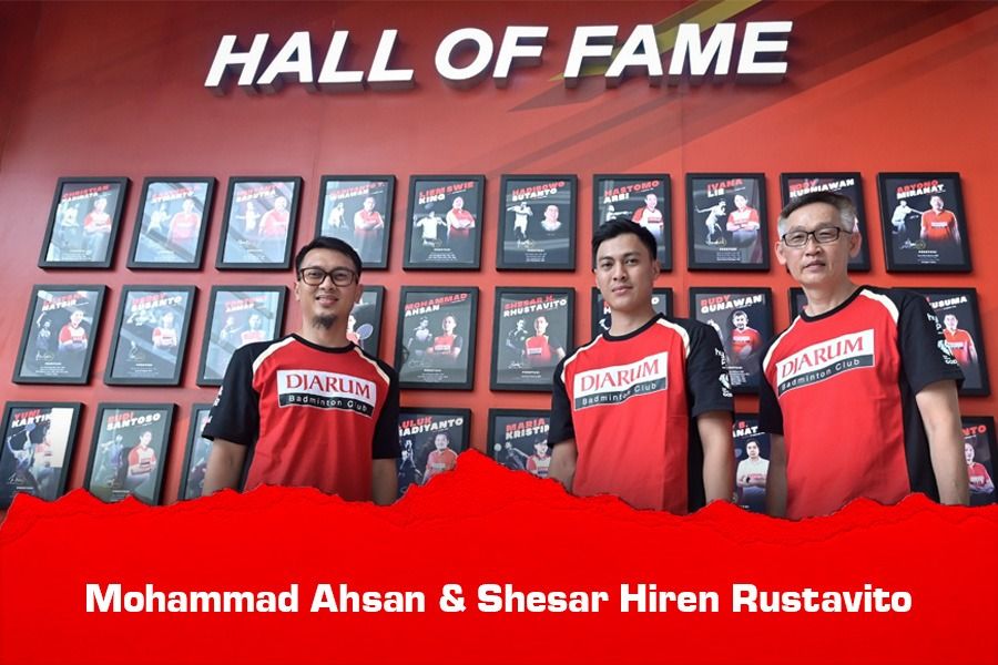 Mohammad Ahsan dan Shesar Hiren Rustavito masuk hall of fame PB Djarum. (Grafis: Kevin Bagus Prinusa/Skor.id)