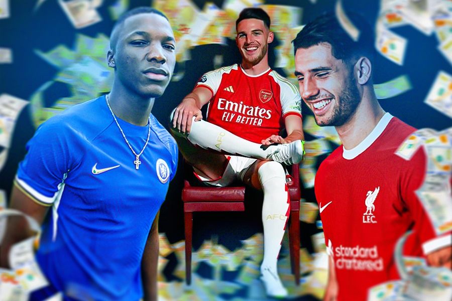Ki-ka: Moises Caicedo (Chelsea), Declan Rice (Arsenal), dan Dominik Szoboszlai (Liverpool) menjadi pemain-pemain dengan nilai transfer fantastis pada musim panas ini. (Rahmat Ari Hidayat/Skor.id)
