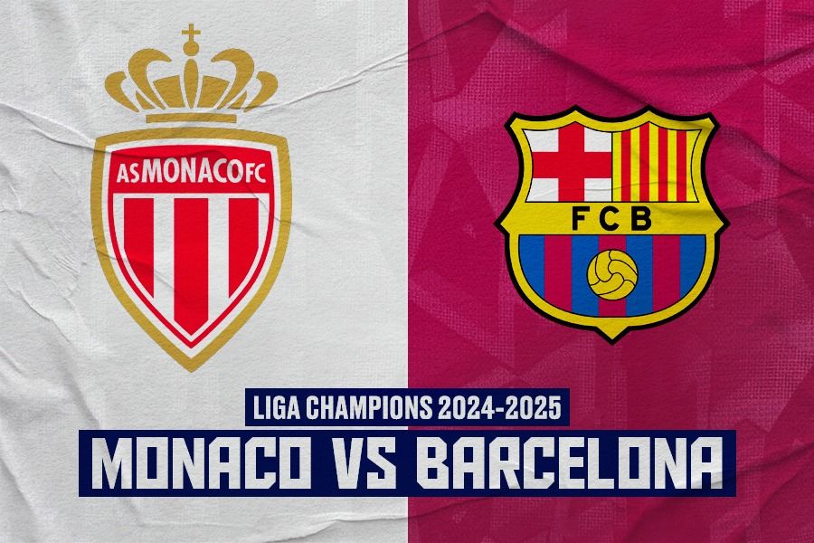 Laga Monaco vs Barcelona di Liga Champions 2024-2025. (Rahmat Ari Hidayat/Skor.id).