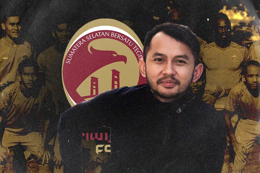 Muhammad Yusup Prasetiyo, pelatih Sriwijaya FC di Liga 2 2023-2024. Joevi Arnanda - Skor.id