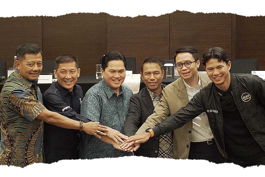 Konferensi pers sinergi NDRC Indonesia untuk bangun ekosistem sepak bola nasional. (Grafis: Deni Sulaeman/Skor.id)