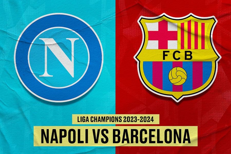 Laga Napoli vs Barcelona di 16 besar Liga Champions 2023-2024. (Yusuf/Skor.id).