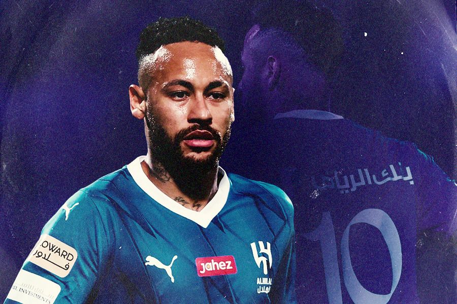 Bintang Al Hilal, Neymar saat tampil dalam debutnya bersama Al Ahli, Jumat (15/9/2023) malam. (Jovi Arnanda/Skor.id).