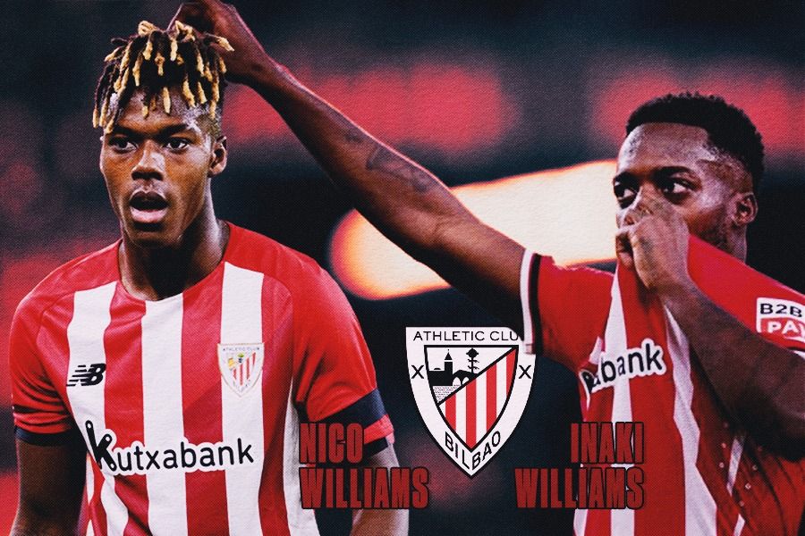 Williams bersaudara, Nico Williams (kiri) dan Inaki Williams, bintang Athletic Bilbao. (Rahmat Ari Hidayat/Skor.id).
