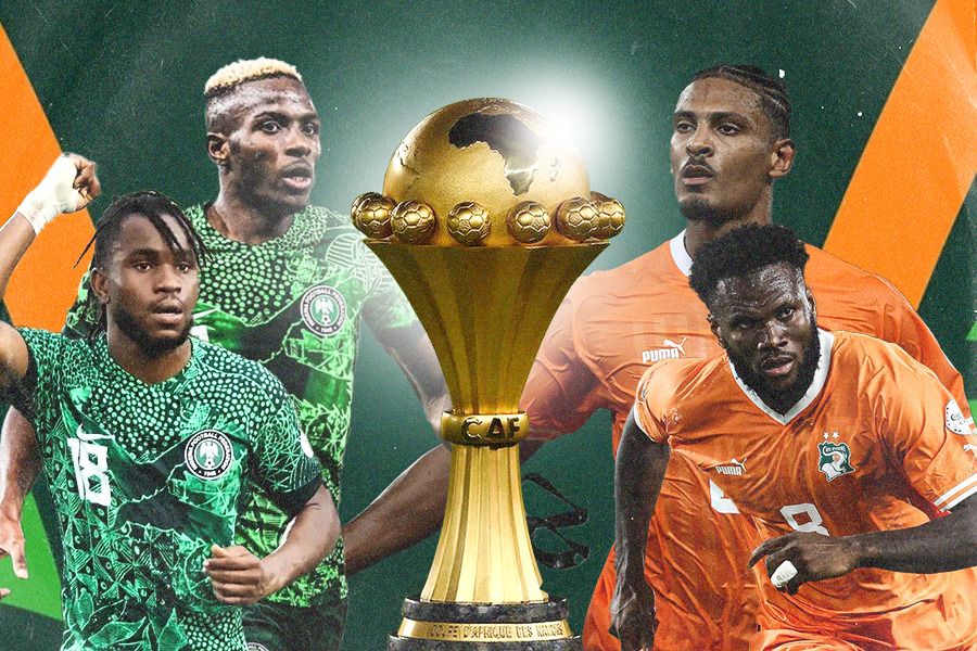 Ademola Lookman, Victor Osimhen (Nigeria), Franck Kessie, dan Sebastian Haller (Pantai Gading). (Jovi Arnanda/Skor.id).