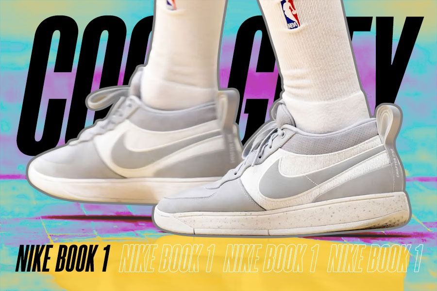 Inilah penampakan colorway lain sepatu khas Devin Booker, Nike Book 1 “Cool Grey”. (M. Yusuf/Skor.id)