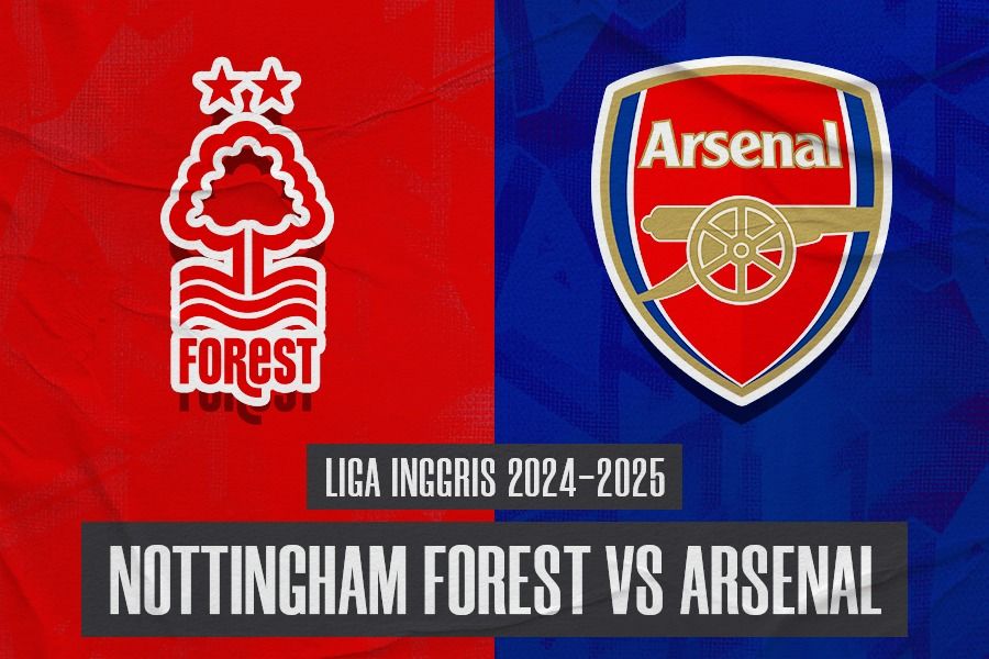 Laga Nottingham Forest vs Arsenal di Liga Inggris 2024-2025. (Hendy Andika/Skor.id).