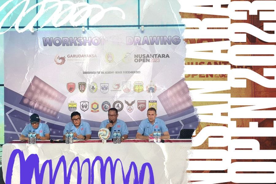 Drawing Nusantara Open 2023 di  Komplek Garudayaksa Football Academy Cileungsi, Kabupaten Bogor, Senin (11/12/2023). (Yusuf/Skor.id)