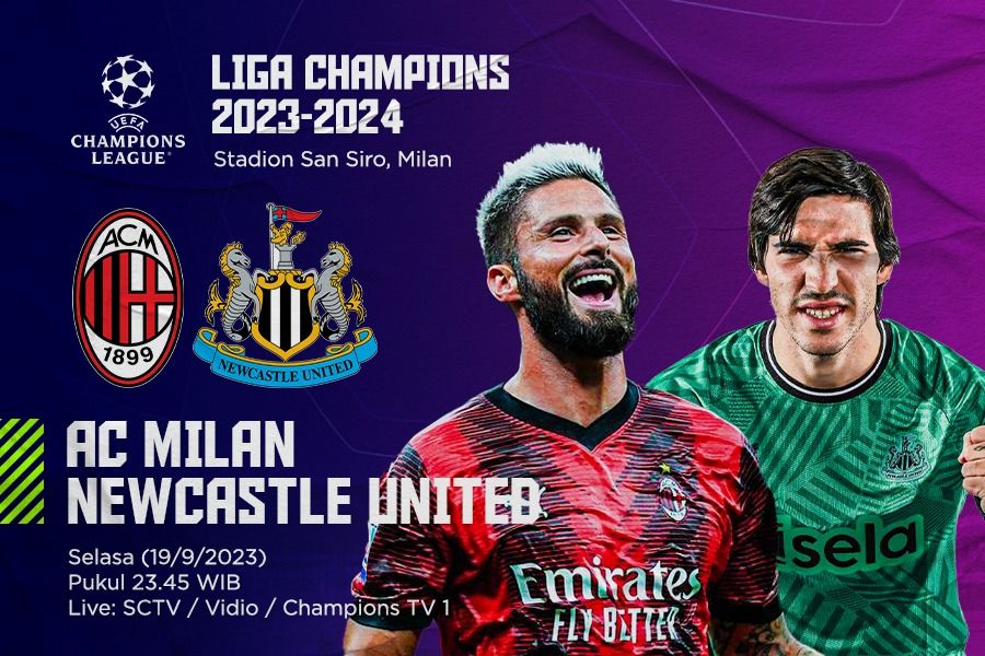 Prediksi dan Link Live Streaming AC Milan vs Newcastle United di Liga Champions 2023-2024