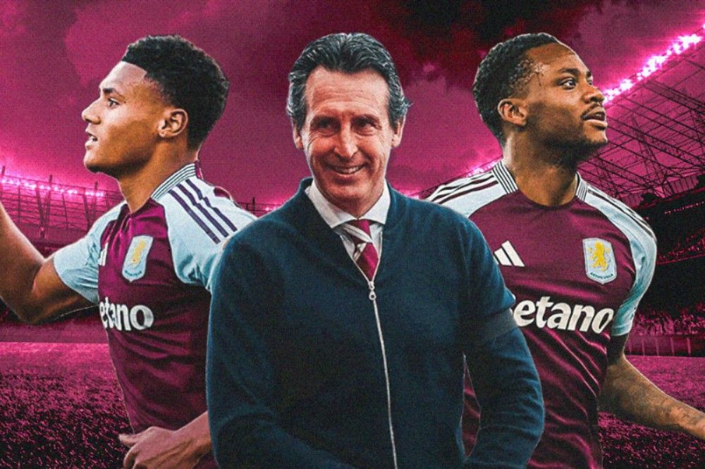 Unai Emery (tengah), Ollie Watkins (kiri) dan Jhon Duran. (Hendy Andika/Skor.id).