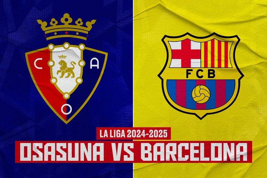 Laga Osasuna vs Barcelona di La Liga 2024-2025. (Rahmat Ari Hidayat/Skor.id).