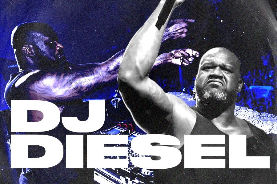 Legenda NBA Shaquille O’Neal bertransformasi menjadi DJ Diesel. (Jovi Arnanda/Skor.id)